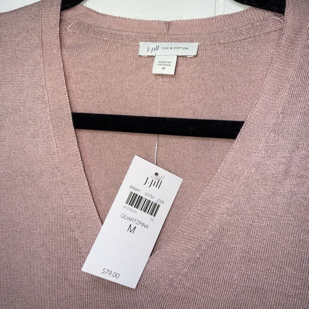 J. Jill Women’s Silk Cotton V Neck Sweater Quartz Pink Size Medium NWT - Picture 4 of 5